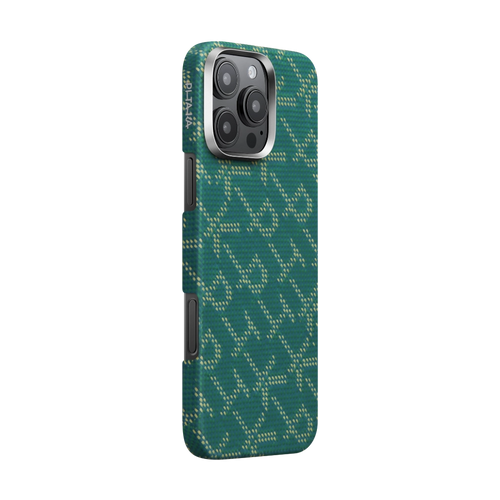 iPhone 16 Pro Max / PITAKA Monogram Gold/Green / Tactile Woven Case