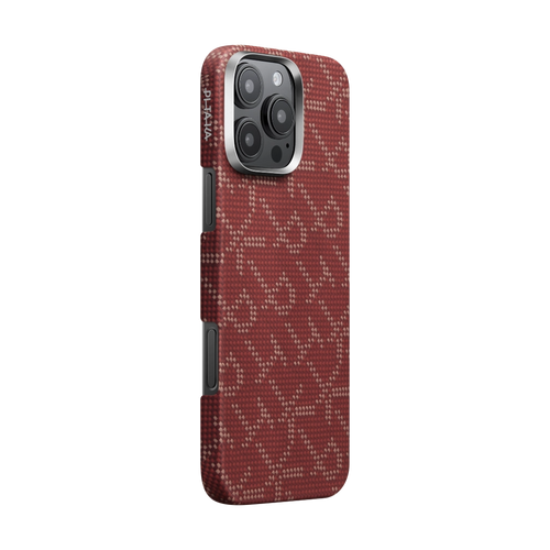 iPhone 16 Pro Max / PITAKA Monogram Gold/Red / Tactile Woven Case