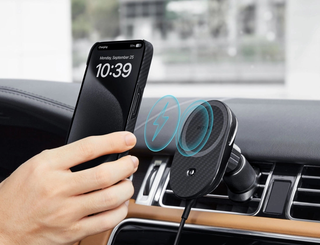 Pitaka รุ่น MagEZ Car Mount Pro 2 Qi2 - แท่นชาร์จไร้สายติดช่องแอร์ในรถ - สี Black